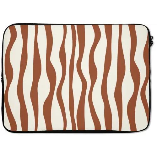 Golvende lijnen - Strepen - Beige - Bruin laptophoes neopreen klein -zkaufland3dotto