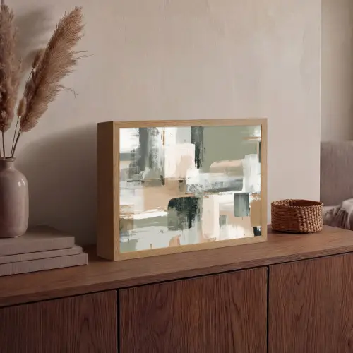 Penseelstreken - Abstract - Aardetinten Light Box met batterij (Wandlamp) middel -sfeer2