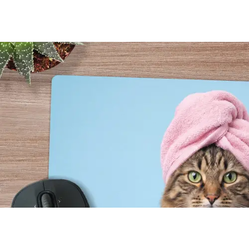 Kat - Handdoek - Washand - Zeep muismat rubber klein -closeup
