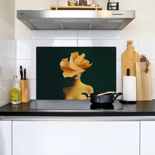Vrouw - Hoed - Geel Inductie beschemer met haakjes klein -sfeer2