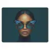 Vrouw - Vlinder - Bril - Blauw - Modern - Portret muismat rubber klein -3d