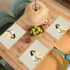 Vrouw - Bloem - Geel - Minimalistisch Placemat vinyl groot -zzsfeer5_Kitchenyeah-website
