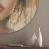 Vrouw - Bloemen  - Goud - Portret Akoestische PET Vilt - Rond klein -sfeer5_closeup