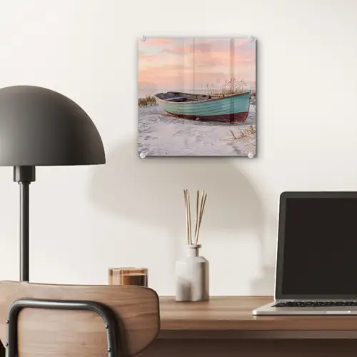 Rustiek - Roeiboot - Zandstrand plexiglas 5mm klein -sfeer6
