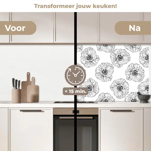 Klaproos - Bloemen - Design keuken achterwand 2 middel 871 -voor-na2_NL