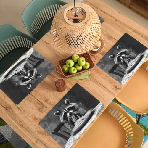Wasbeer - Cute - Pasta - Tafelkleed - Zwart - Wit Placemat vinyl groot -zzsfeer5_Kitchenyeah-website