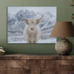 Schotse Hooglander - Sneeuw - Bergen - Winter PET vilt klein -sfeer2