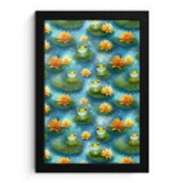 Kikker - Lelies - Groen fotolijst zwart zonder passe partout klein 224 -3d