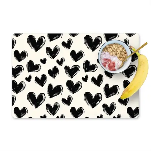 Hartjes - Patroon - Zwart Placemat vinyl groot 368 -zzzproduct_Kitchenyeah-website