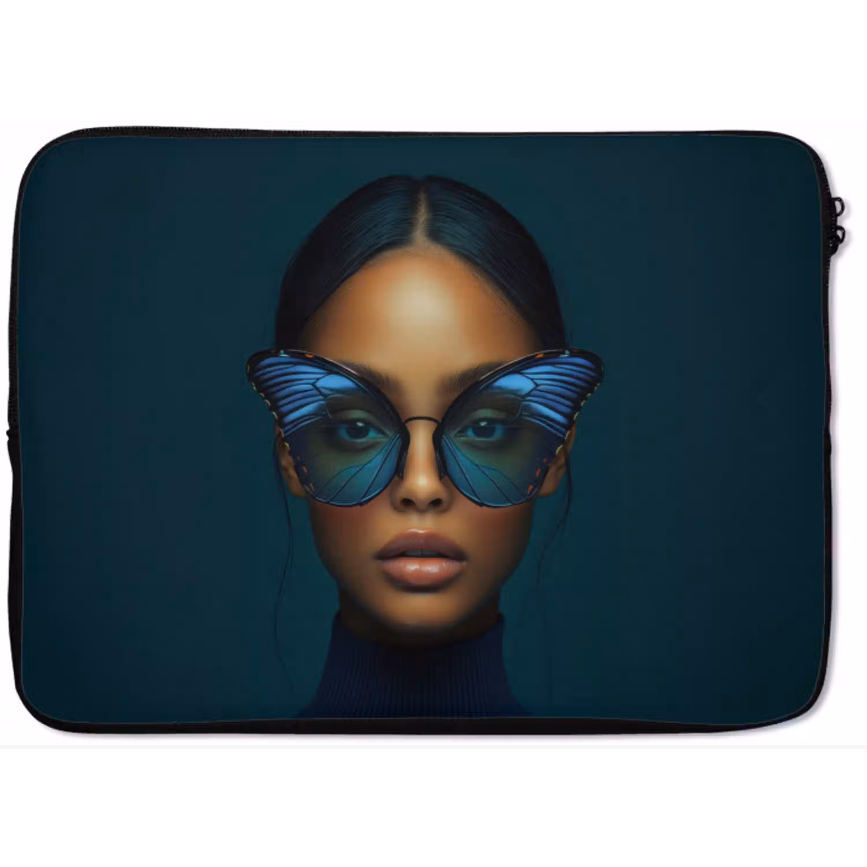 Vrouw - Vlinder - Bril - Blauw - Modern - Portret laptophoes neopreen klein -zkaufland3dotto