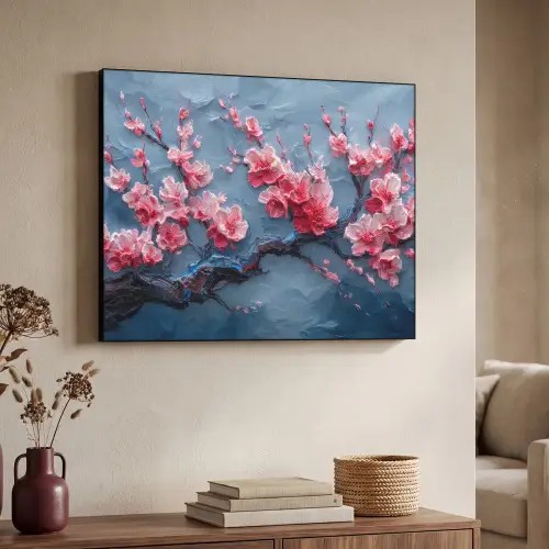 Bloesem - Bloem - Roze - Tak Textielframe - compleet frame klein -sfeer3