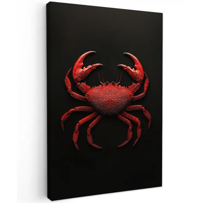 Krab - Rood - Vissen - Schaaldieren Tuinposter op houten frame 2 cm dik klein -3d
