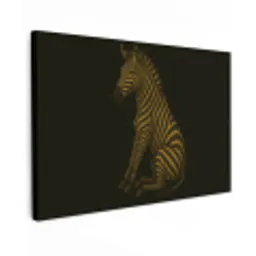 Zebra - Strepen - Goud Tuinposter op houten frame 2 cm dik klein -3d
