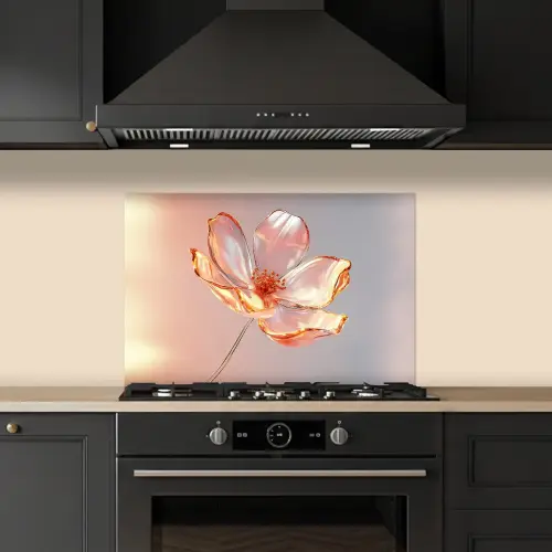 Glazen - Bloem - Roze keuken achterwand spatscherm klein -sfeer1