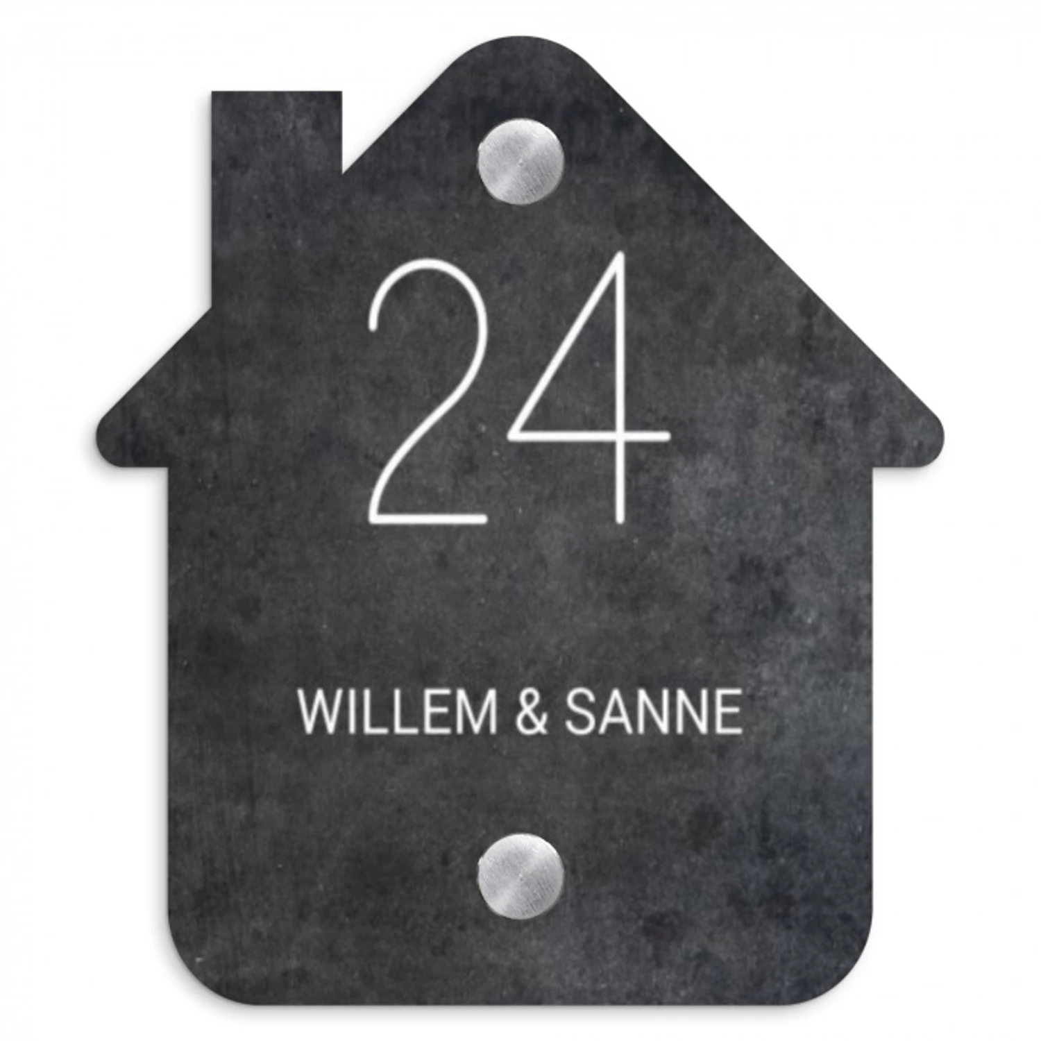Donker steen - Klassiek Naambord Huisje klein -3d