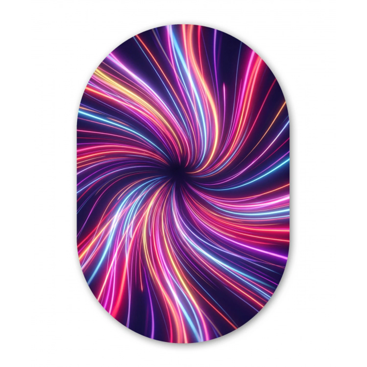 Abstract - Swirl - Futuristic - Neon Wandcirkel Ovaal Aluminium middel -3d