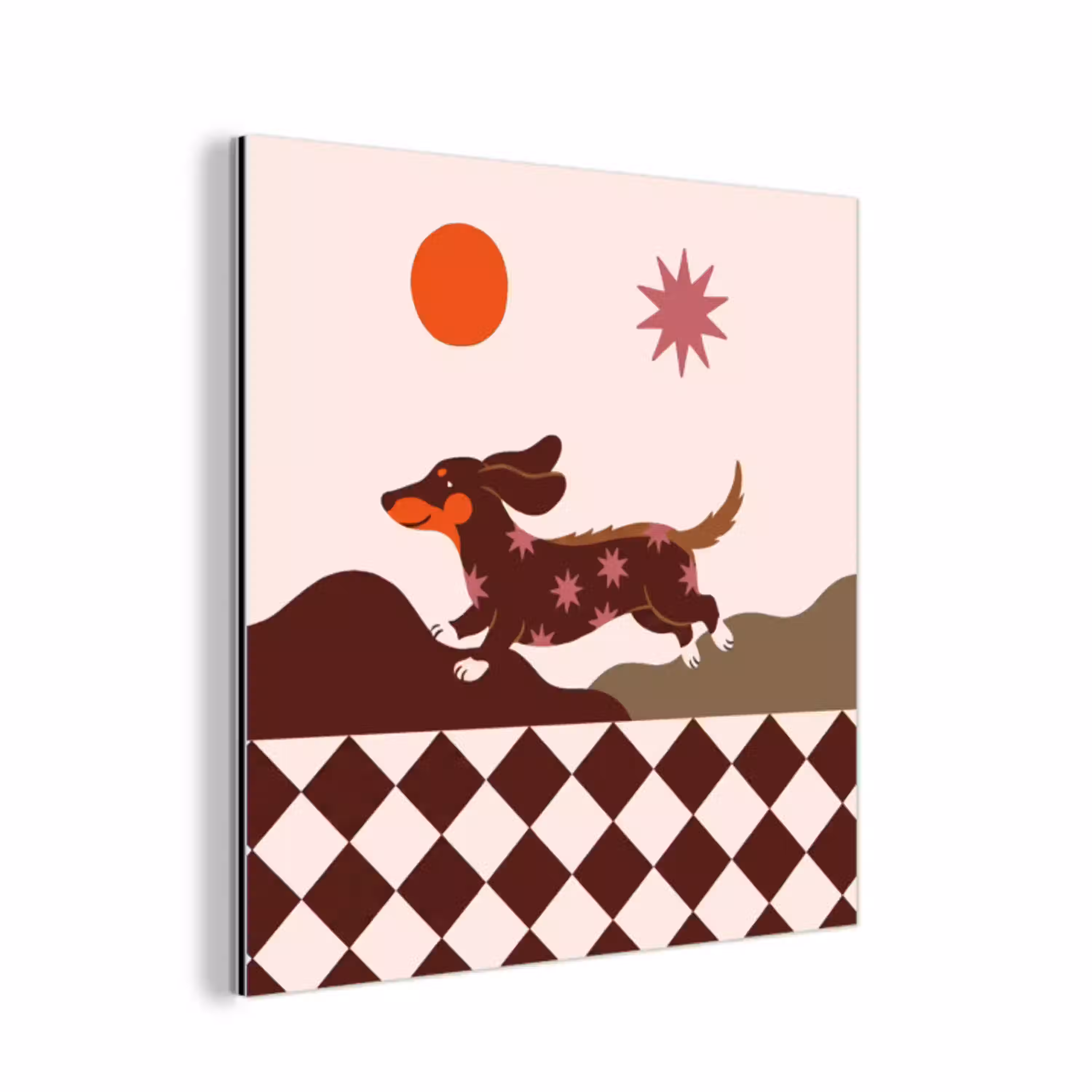 Hond - Abstract - Dieren - Modern - Bruin aluminium wit klein -3d