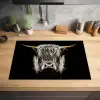 Schotse hooglander - Goud - Hoorns - Zwart wit - Koe - Dieren Inductie beschermer vinyl 3mm klein -sfeer5