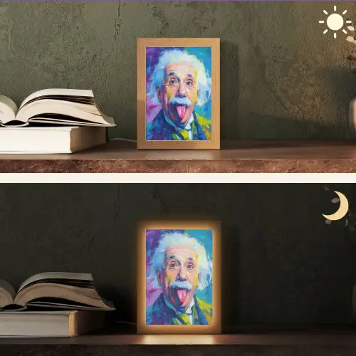 Oude man - Expressief - Kleurrijk Light Box met kabel (Tafellamp) klein -sfeer3
