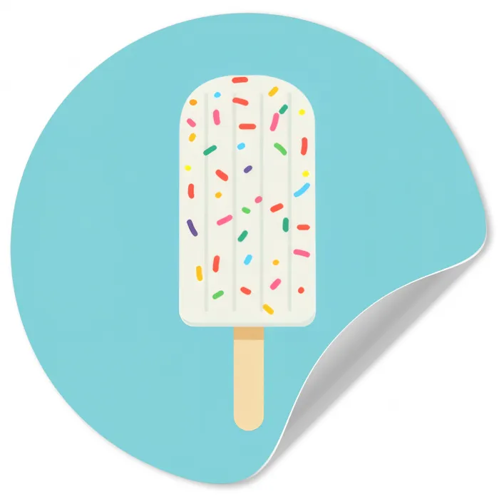 Ijsje - Stokje - Sprinkles - Lichtblauw Wandcirkel behangsticker klein -3d