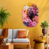 Kleurrijk - Bloemen - Vrouw - Zon Wandcirkel Ovaal Glas middel -sfeer4