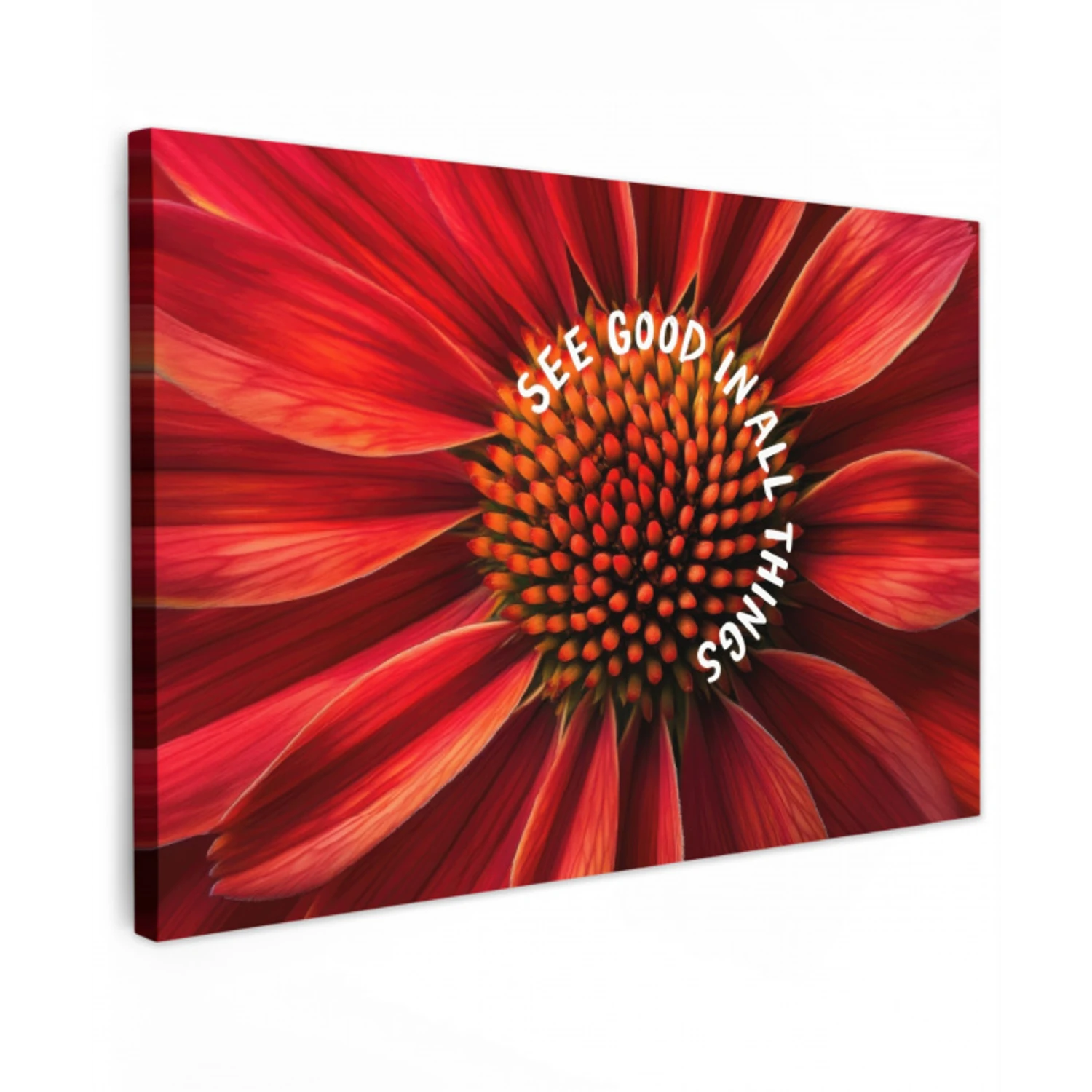 Close up - Bloem - Quote - Rood Tuinposter op houten frame 2 cm dik klein -3d