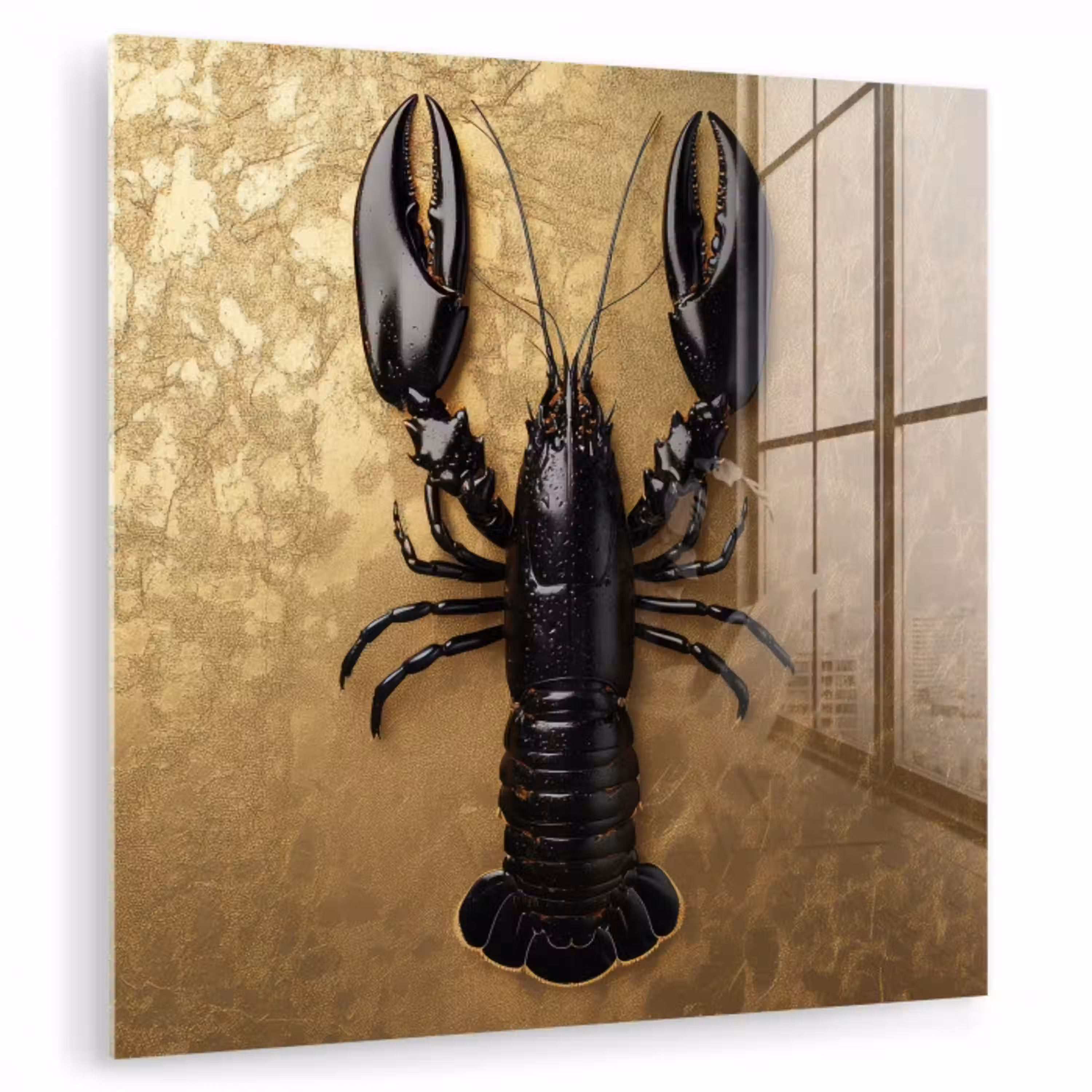 Kreeft - Zwart - Goud - Luxe plexiglas 5mm klein -zzzproduct_nieuw