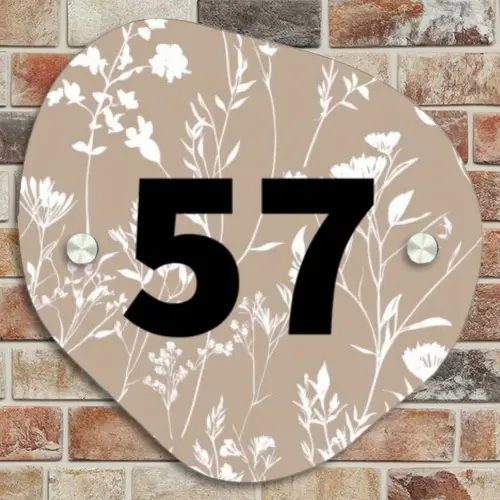 Beiges Blumenmuster - Traditionell Naambord Organisch middel -sfeer10