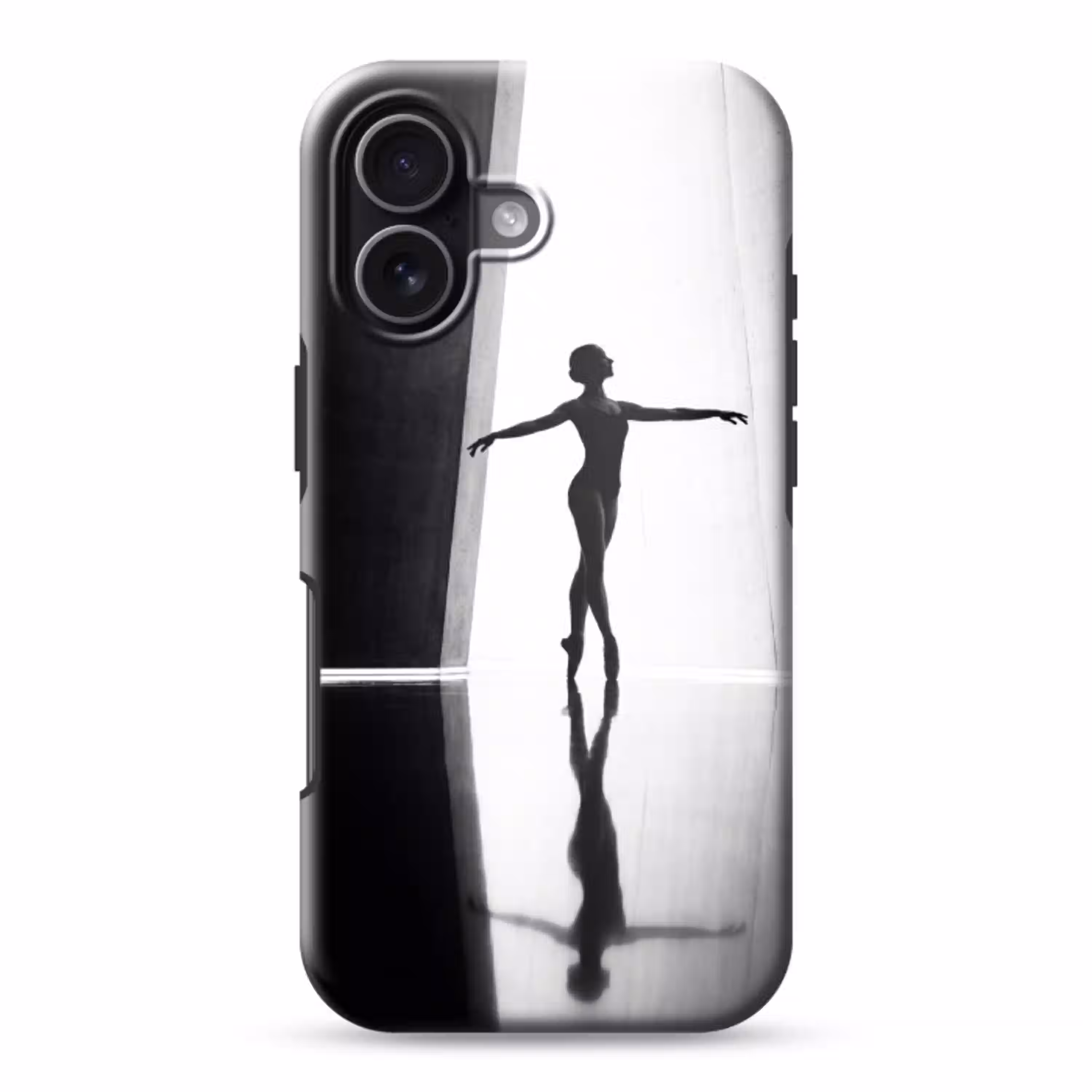 Danser - Silhouette - Kunst - Modern - Zwart-wit Toughcase MagSafe Apple iPhone 17 klein -3d