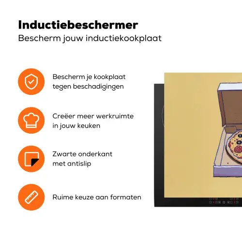 Pizza - Doos - Salami - Illustratie Inductie beschermer vinyl 3mm klein -zzzzzzz-td-ups