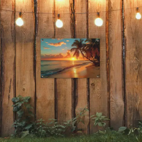 Strandzonsondergang in de Tropen tuinposter los doek klein -sfeer1