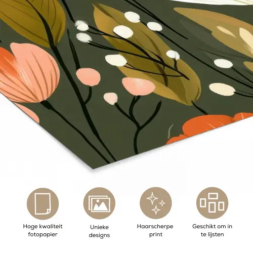 Bloemen - Illustratie - Groen poster papier klein -closeup_NL