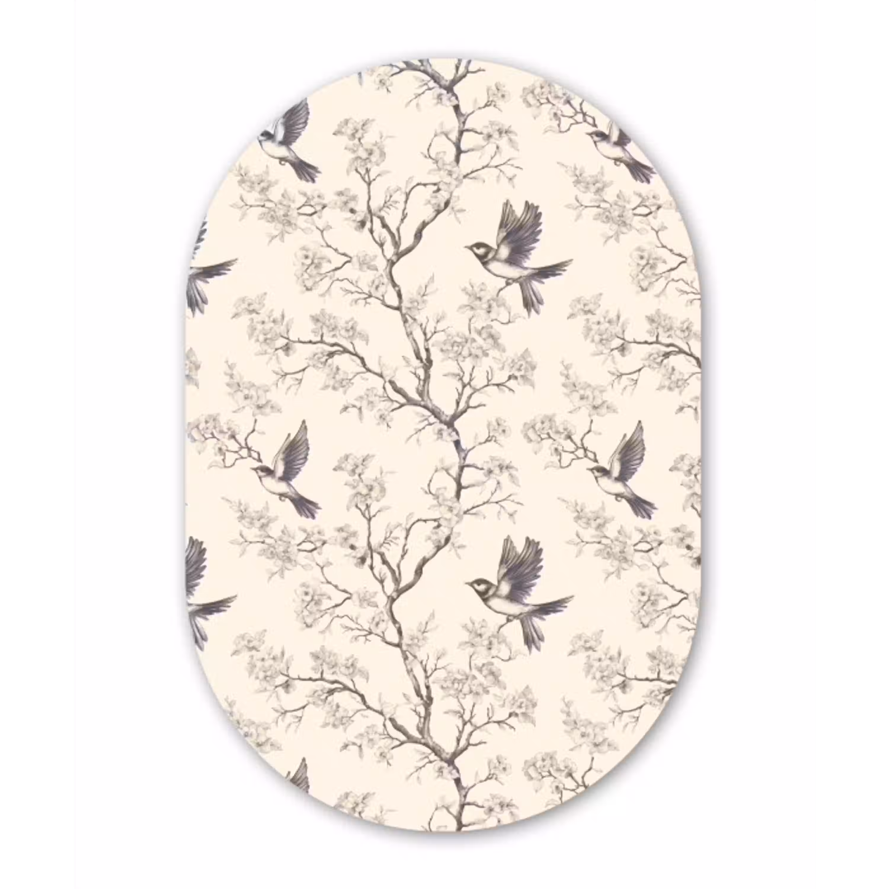 Takken - Vogels - Beige Wandcirkel Ovaal Aluminium middel 839 -3d