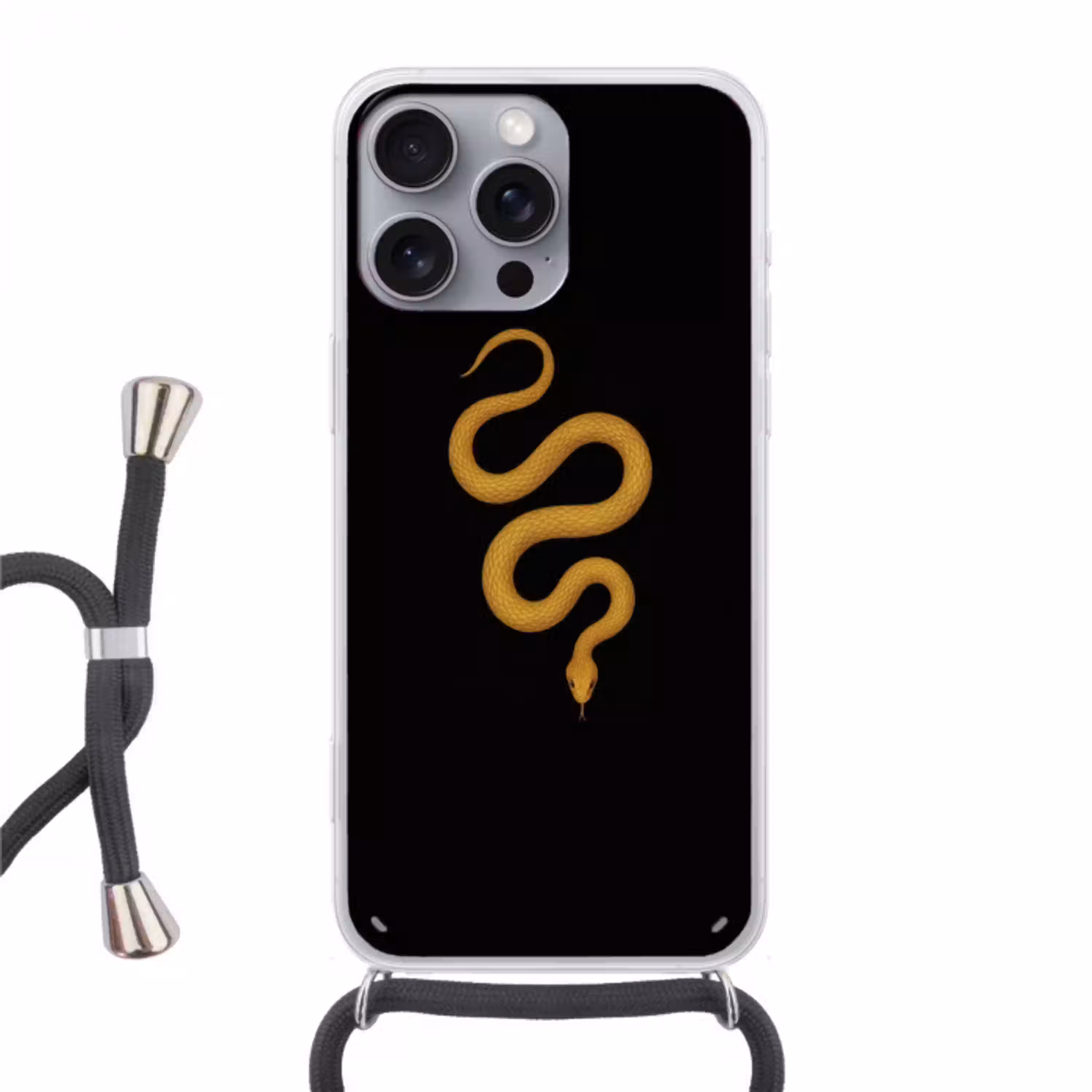 Slang - Minimalistisch - Goud Hoesje iPhone 16 Pro Max met koord klein -3d