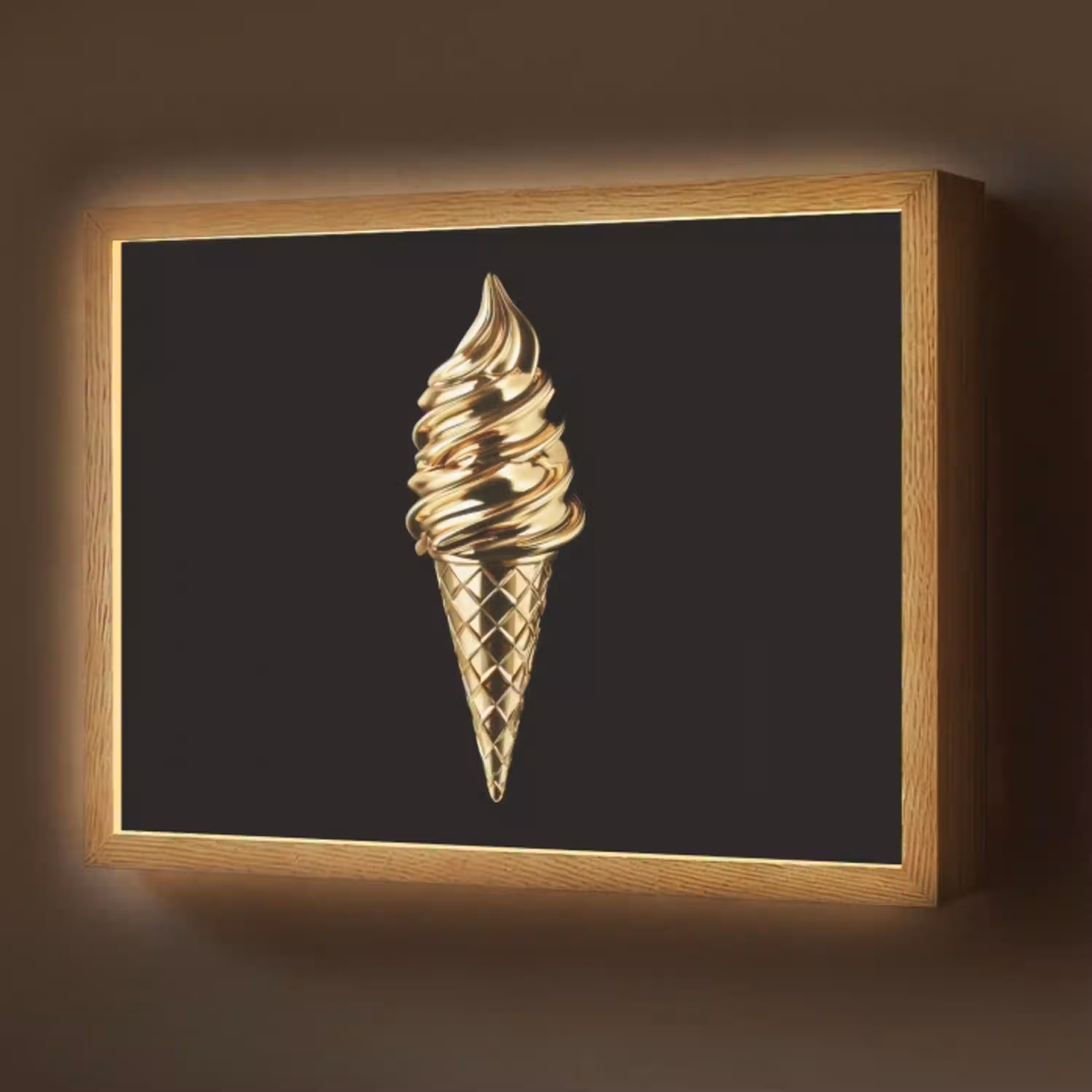 Ijs - Goud - Zwart - Eten Light Box met batterij (Wandlamp) middel -z3d_website