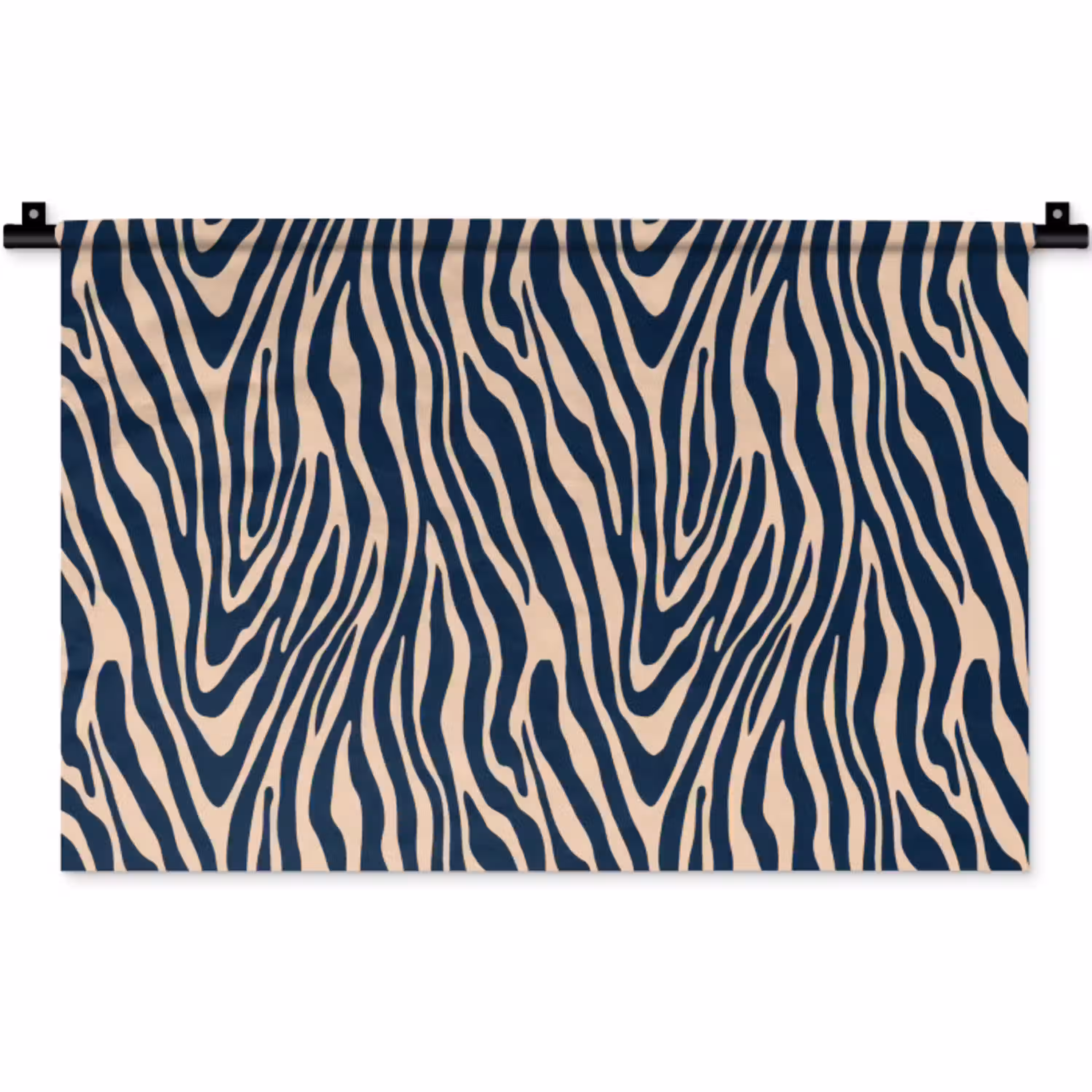 Zebra - Patroon - Blauw - Beige Wandkleed katoen klein 269 -zz3d