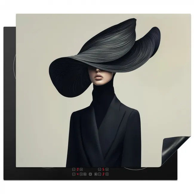 Zwart - Vrouw - Hoed Inductie beschermer vinyl 3mm middel -3d