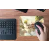 Bloesems - Zonlicht - Quote - Wit muismat rubber klein -toetsenbord