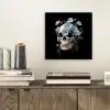 Schedel - Blauw - Bloemen - Bladeren aluminium wit klein -sfeer1