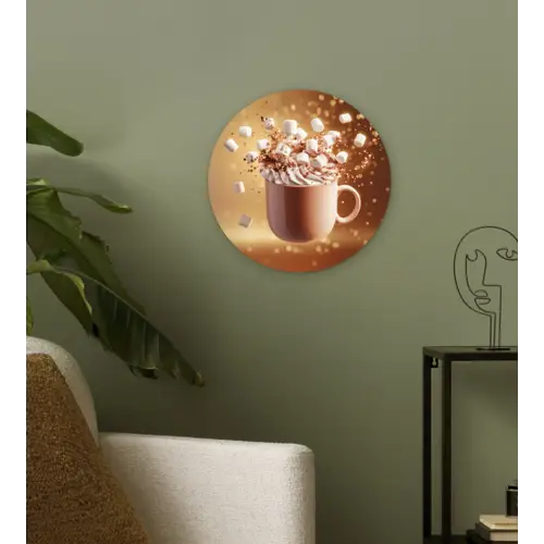 Chocomelk - Drinken - Warm - Bruin Wandcirkel kunststof plaat 5mm dik klein -sfeer3