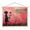 Graffiti - Meisje - Roze - Street art - Roos - Banksy textielposter latten blank klein -3d