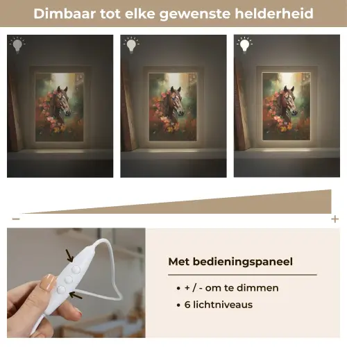Paard - Bloemen - Natuur - Dieren - Bos - Oranje Light Box met kabel klein -USP_dimbaarNL