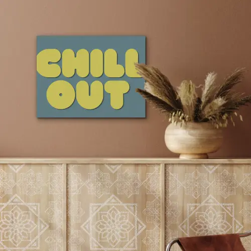 Chill out - Geel - Blauw PET vilt klein -sfeer4