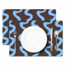 Kronkelende lijnen - Blauw - Bruin - Minimalistisch Placemat vinyl groot 368 -zzsfeer2_Kitchenyeah-website