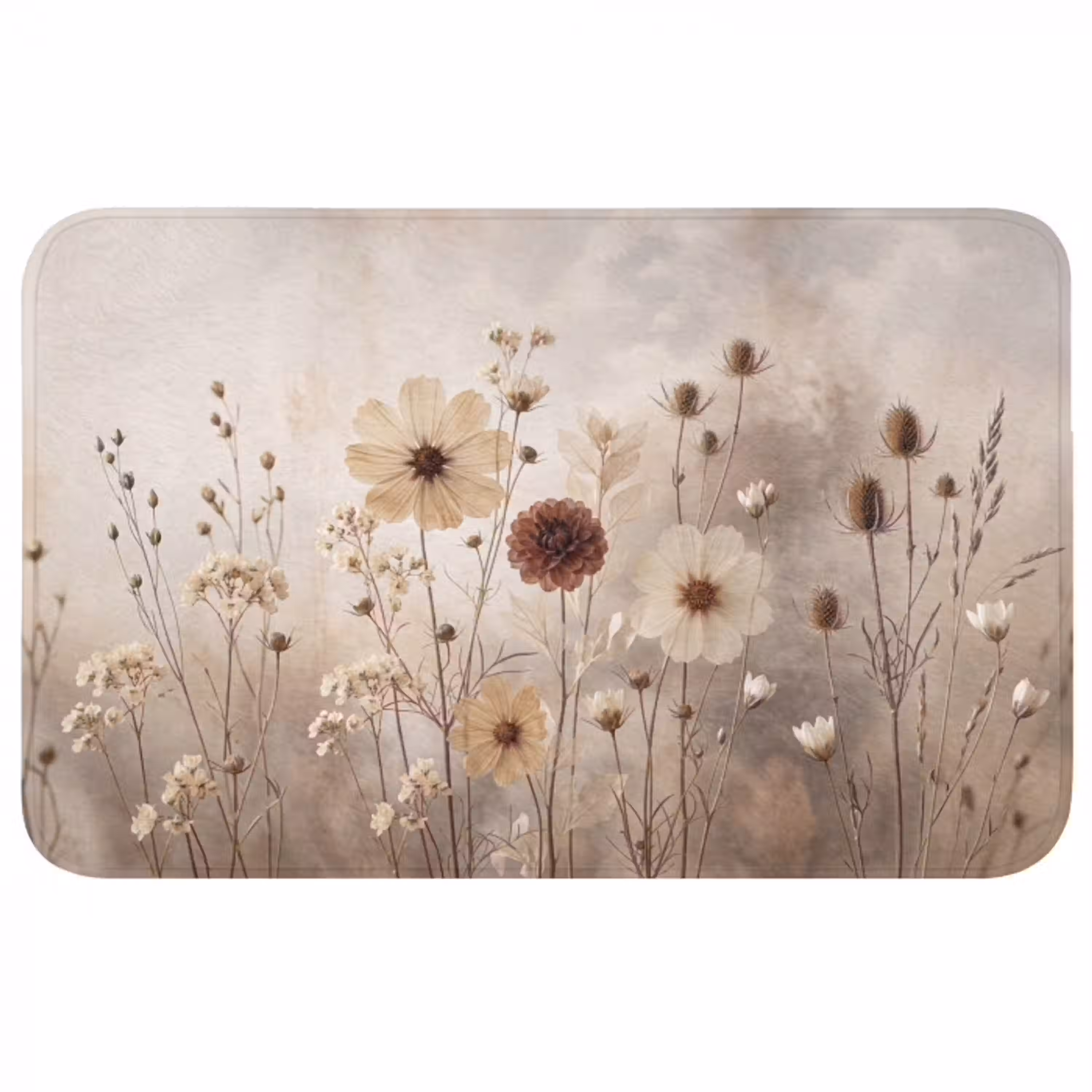 Wilde bloemen - Botanisch - Vintage - Natuur - Rustiek Badmat middel -3d