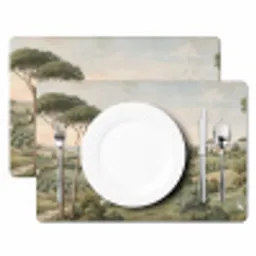 Landschap - Heuvels - Zandpad - Groen Placemat vinyl groot -zzsfeer2_Kitchenyeah-website