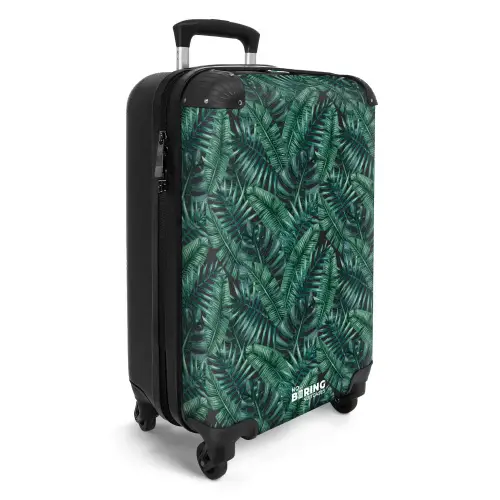 Palm bladeren monstera donker patroon NBS - Handbagage koffer - Volwassenen Unisex middel -productfoto_3d