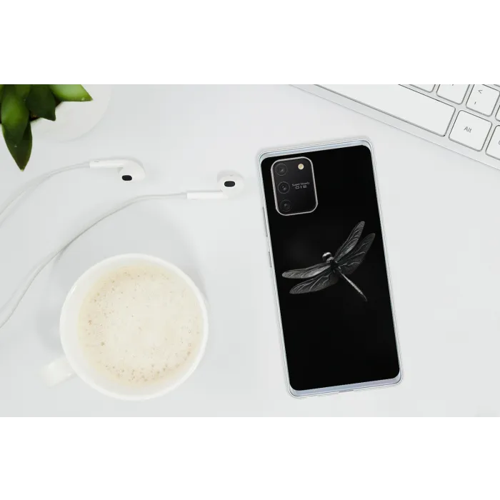 Libelle - Dieren - Zwart - Insect Telefoonhoesje Samsung Galaxy S10 Lite klein -oordopS10Lite