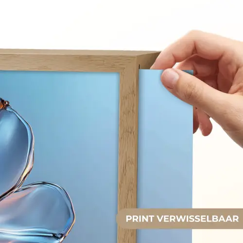 Blauw - Bloem - Glazen - Sierlijk Light Box met batterij (Wandlamp) middel -USP_websiteprintNL