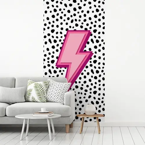 Bliksem - Roze - Stippen fotobehang vinyl groot -woonkamer